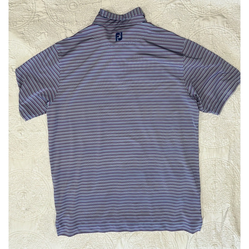 FJ FootJoy Men's Golf Polo Shirt Collared, Blue/Pink, Polyester, Size L - Picture 4 of 6
